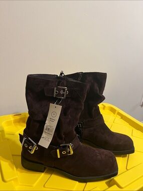 No Boundaries Brown Suede Buckle Ankle Boots